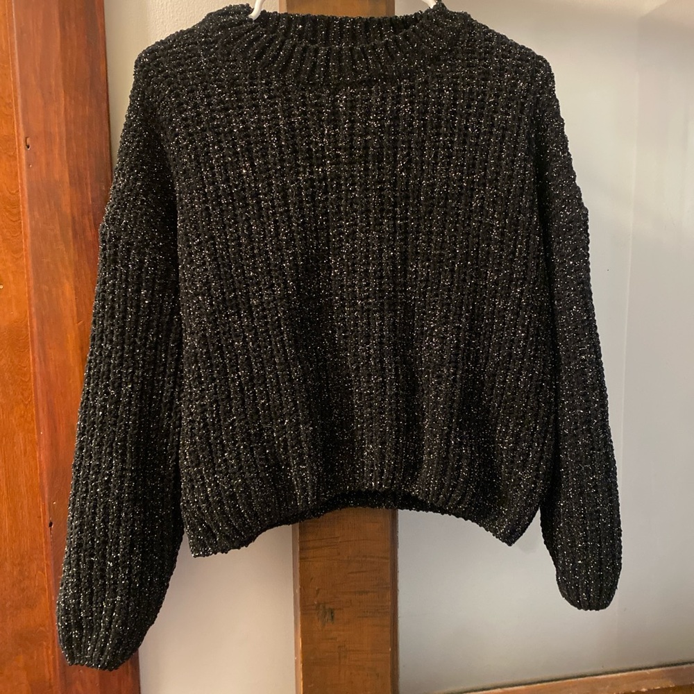 Forever 21 black and silver chunky glitter sweater